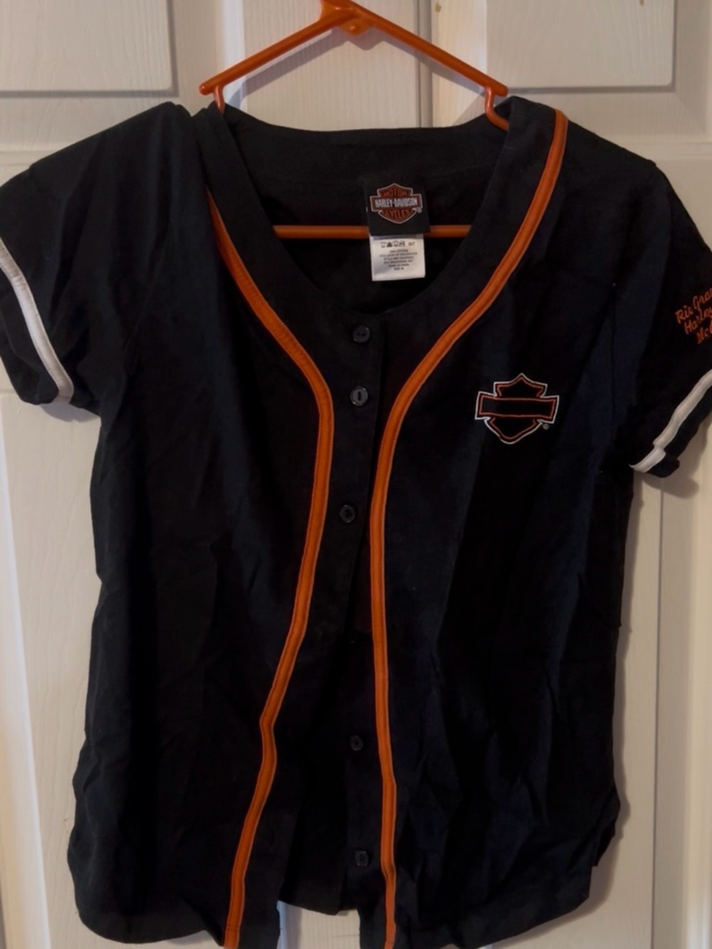 Harley-Davidson Women’s Black & Orange Baseball Tee